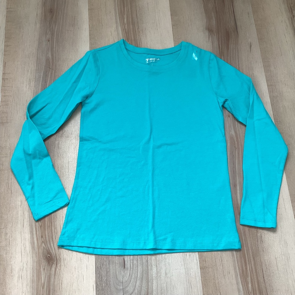 Arizona Jean Co. NWT teal blue green long sleeve T-shirt | girls 14 | basic fall